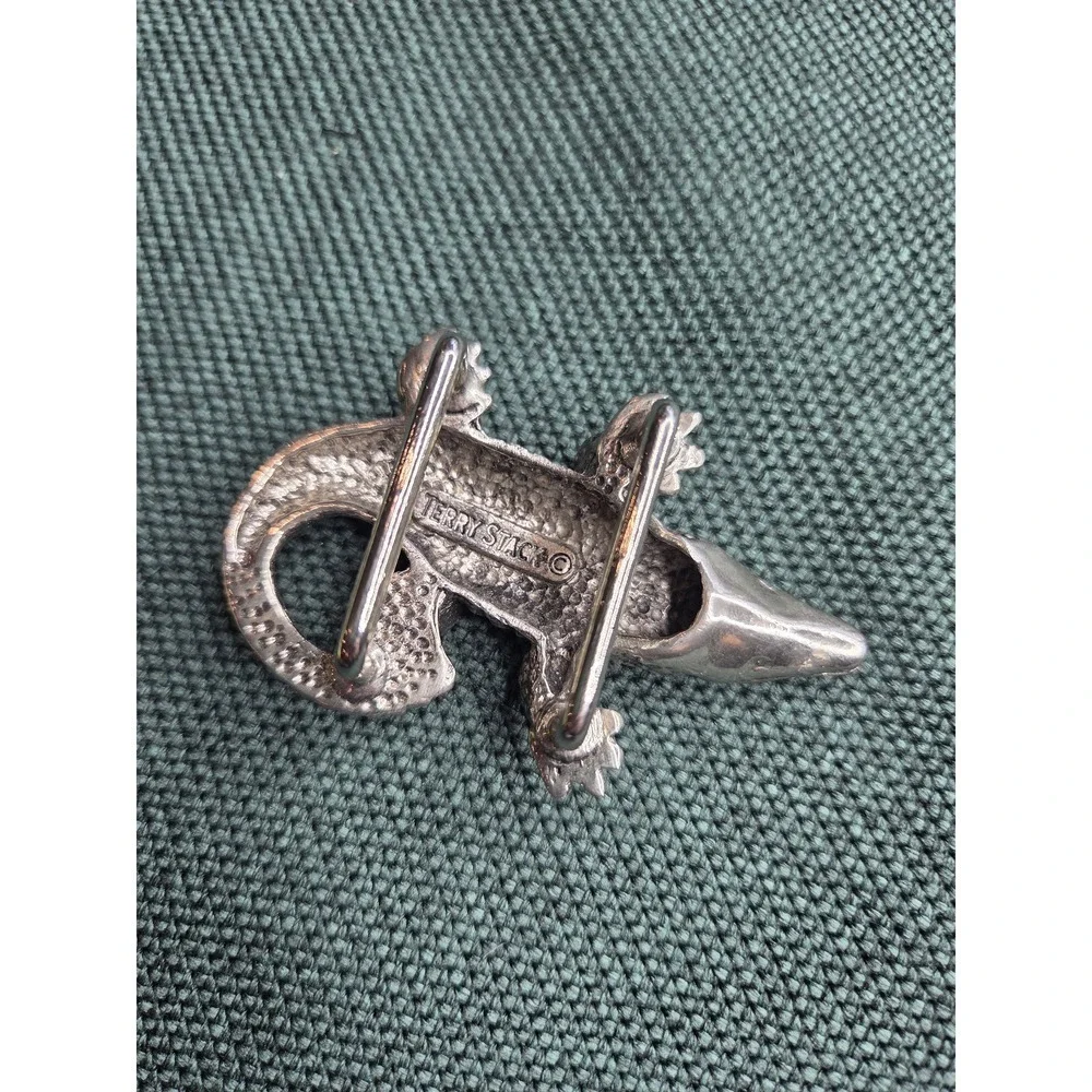 Terry Stack Artisan Alligator Belt Buckle Silver Women's 1.5in New